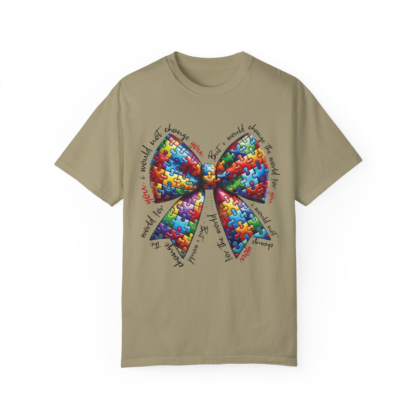 I Would Not Change You But I Would Change The World For You Shirt Autism Awareness Puzzle Bow T-Shirt