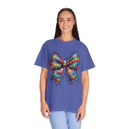 I Would Not Change You But I Would Change The World For You Shirt Autism Awareness Puzzle Bow T-Shirt
