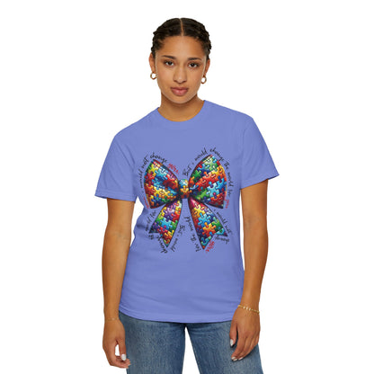 I Would Not Change You But I Would Change The World For You Shirt Autism Awareness Puzzle Bow T-Shirt