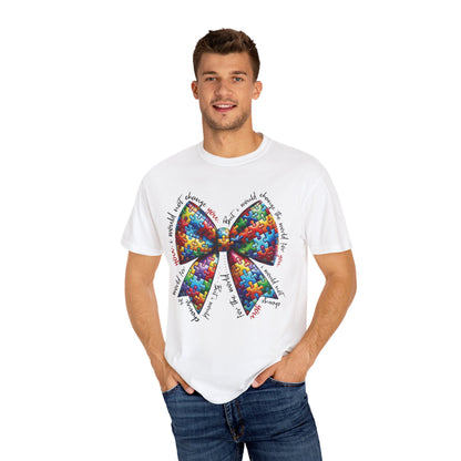 I Would Not Change You But I Would Change The World For You Shirt Autism Awareness Puzzle Bow T-Shirt