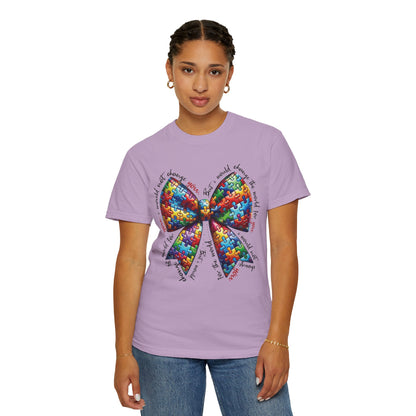 I Would Not Change You But I Would Change The World For You Shirt Autism Awareness Puzzle Bow T-Shirt