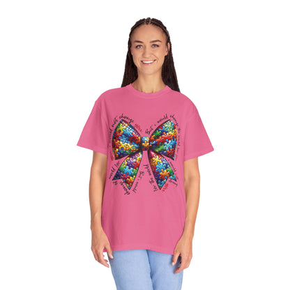 I Would Not Change You But I Would Change The World For You Shirt Autism Awareness Puzzle Bow T-Shirt