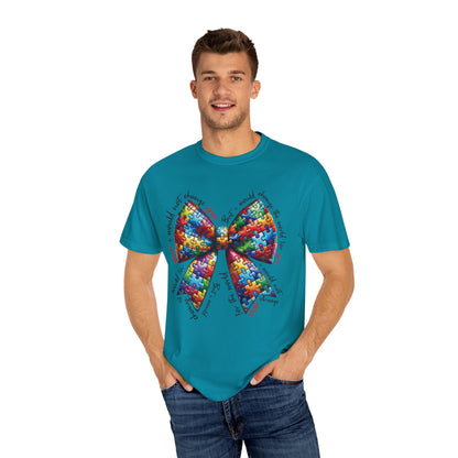 I Would Not Change You But I Would Change The World For You Shirt Autism Awareness Puzzle Bow T-Shirt