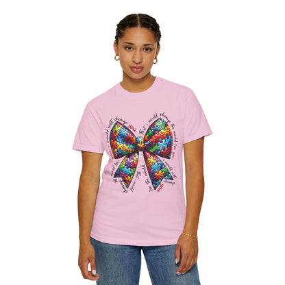 I Would Not Change You But I Would Change The World For You Shirt Autism Awareness Puzzle Bow T-Shirt