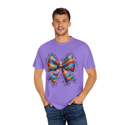 I Would Not Change You But I Would Change The World For You Shirt Autism Awareness Puzzle Bow T-Shirt