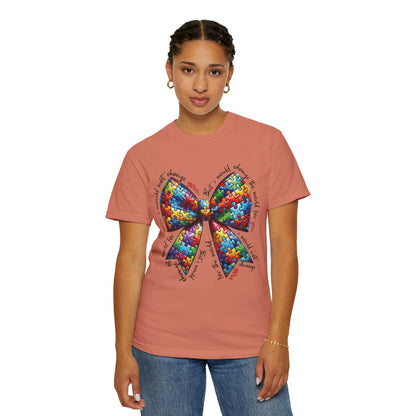 I Would Not Change You But I Would Change The World For You Shirt Autism Awareness Puzzle Bow T-Shirt