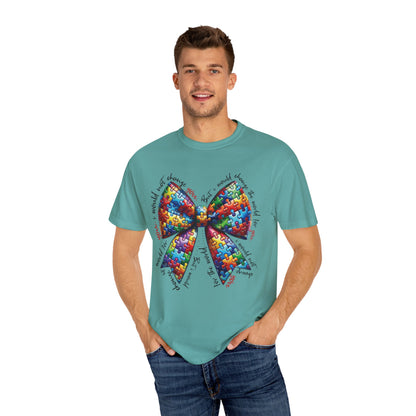 I Would Not Change You But I Would Change The World For You Shirt Autism Awareness Puzzle Bow T-Shirt