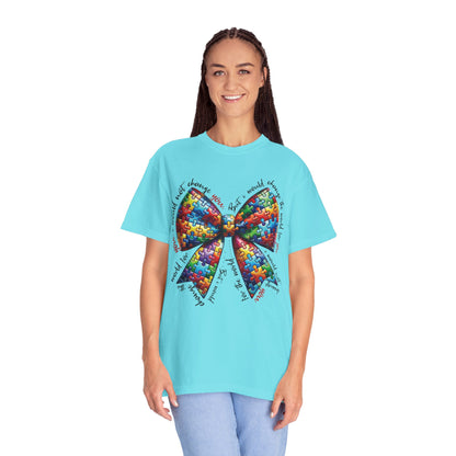 I Would Not Change You But I Would Change The World For You Shirt Autism Awareness Puzzle Bow T-Shirt