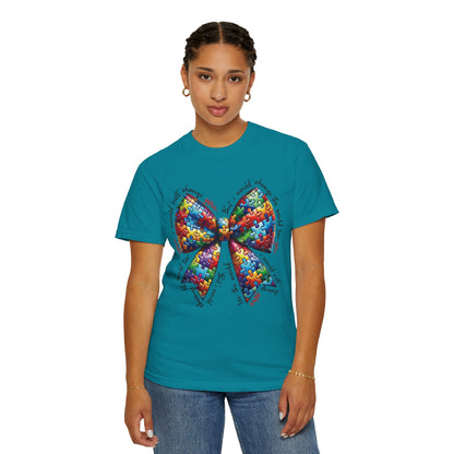 I Would Not Change You But I Would Change The World For You Shirt Autism Awareness Puzzle Bow T-Shirt