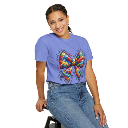I Would Not Change You But I Would Change The World For You Shirt Autism Awareness Puzzle Bow T-Shirt
