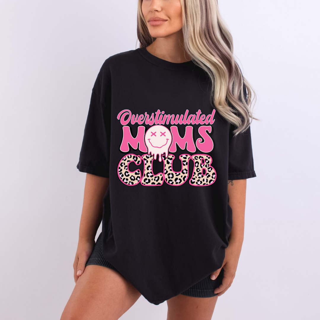 Leopard Overstimulated Moms Club Shirt