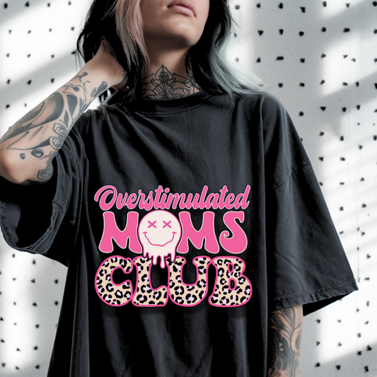 Leopard Overstimulated Moms Club Shirt