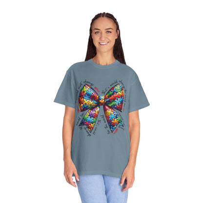 I Would Not Change You But I Would Change The World For You Shirt Autism Awareness Puzzle Bow T-Shirt