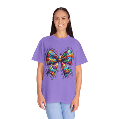 I Would Not Change You But I Would Change The World For You Shirt Autism Awareness Puzzle Bow T-Shirt