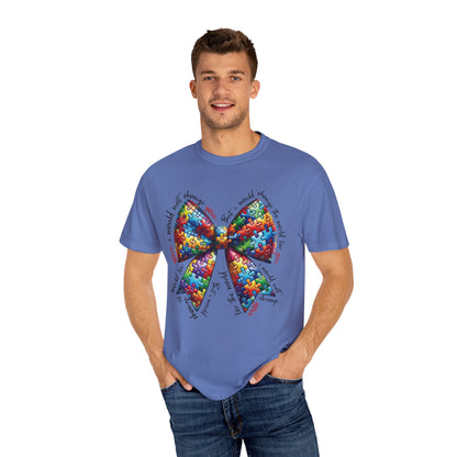 I Would Not Change You But I Would Change The World For You Shirt Autism Awareness Puzzle Bow T-Shirt