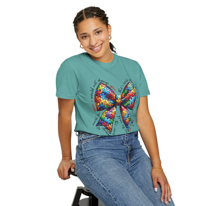 I Would Not Change You But I Would Change The World For You Shirt Autism Awareness Puzzle Bow T-Shirt