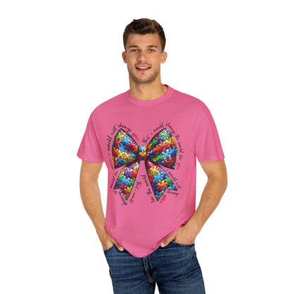 I Would Not Change You But I Would Change The World For You Shirt Autism Awareness Puzzle Bow T-Shirt