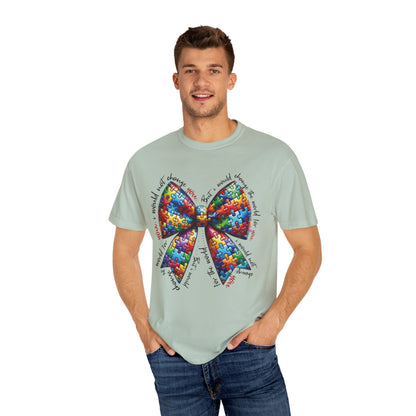I Would Not Change You But I Would Change The World For You Shirt Autism Awareness Puzzle Bow T-Shirt