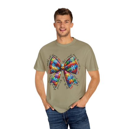 I Would Not Change You But I Would Change The World For You Shirt Autism Awareness Puzzle Bow T-Shirt