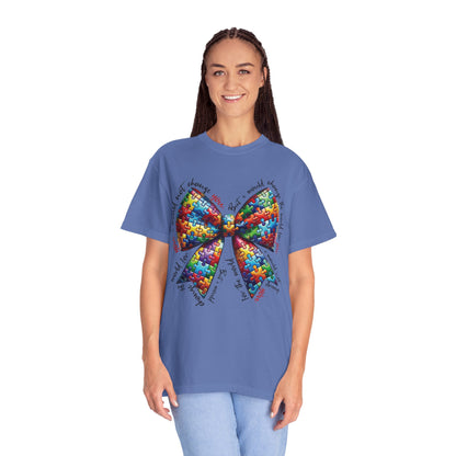I Would Not Change You But I Would Change The World For You Shirt Autism Awareness Puzzle Bow T-Shirt